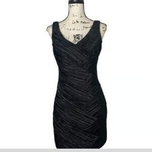 (J5) Max and Cleo Womens Dress Size 12 Black Sleeveless Cocktail Ruched